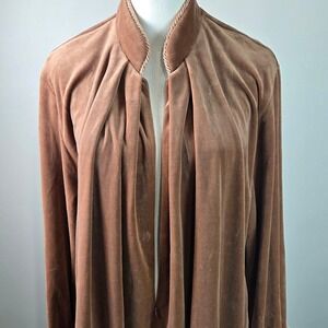 Diamond Tea Robe Women Medium Nutmeg Like New Velvet Zip Front Long Loungewear